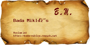 Bada Miklós névjegykártya